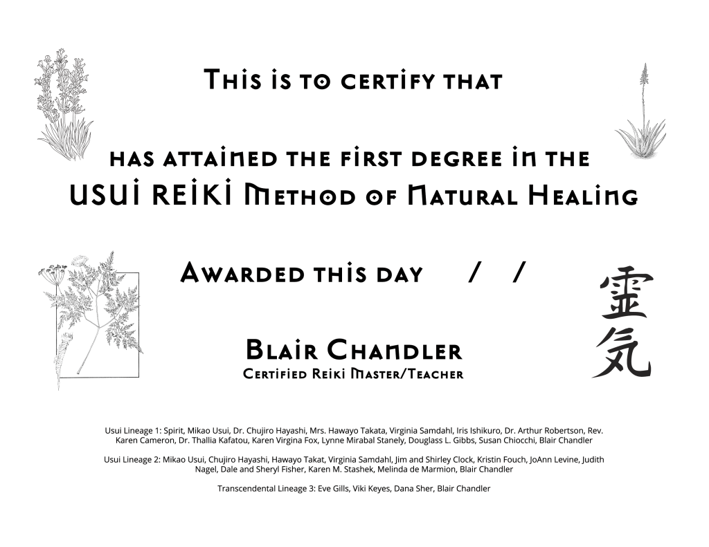 Reiki Certificate